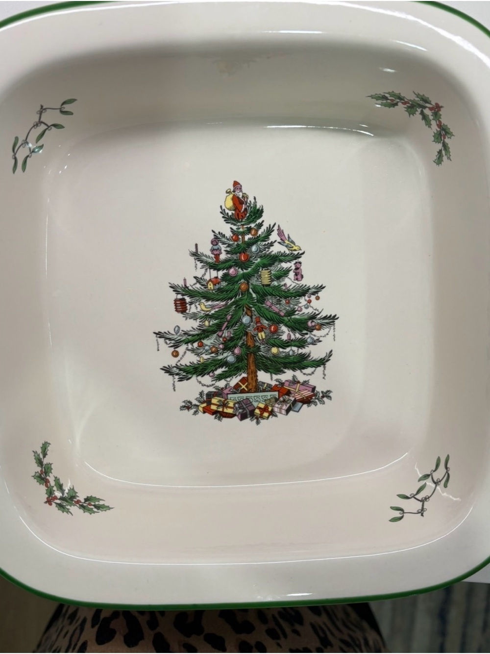 Spode White and Green Ceramic Christmas Tree Serving Dish